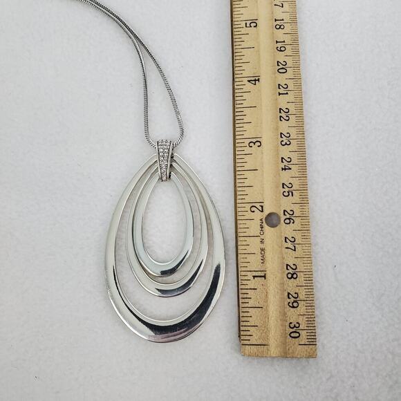 Brighton Meridian Swing Silver Crystal Long Teardrop Pendant Necklace 36"-38" - Picture 5 of 5